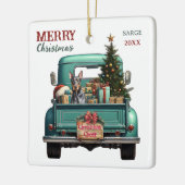 (犬)ドーベルマン・ピンシェルドッグレトロトラッククリスマス セラミックオーナメント (左)