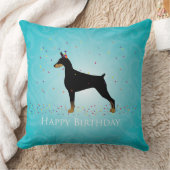 （犬）ドーベルマン・ピンシェルハッピーバースデーデザイン クッション (ブランケット)