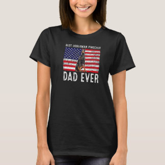 (犬)ドーベルマン・ピンシェルパパアメリカ国旗犬のオーナー Tシャツ