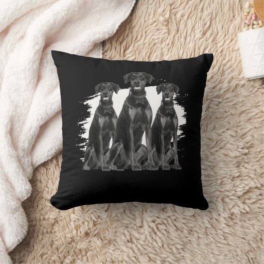 (犬)ドーベルマン・ピンシェルブラック犬のオーナーペット動物愛好家 クッション (ブランケット)