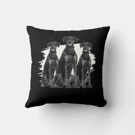 (犬)ドーベルマン・ピンシェルブラック犬のオーナーペット動物愛好家 クッション (裏面)