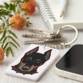 （犬）ドーベルマン・ピンシェルブラック&レッドドベルマン キーホルダー (正面右)
