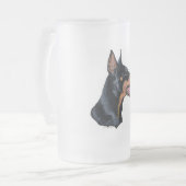 (犬)ドーベルマン・ピンシェルプロファイル フロストグラスビールジョッキ (正面左)