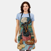 （犬）ドーベルマン・ピンシェルホリデーベーキングフェスティバルクリスマス エプロン (着用した状態)