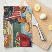 （犬）ドーベルマン・ピンシェルホリデーベーキングフェスティバルクリスマス キッチンタオル (四つ折り)