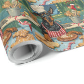 (犬)ドーベルマン・ピンシェルホリデーベーキングフェスティバルクリスマス ラッピングペーパー (ロールコーナー)