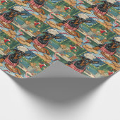 (犬)ドーベルマン・ピンシェルホリデーベーキングフェスティバルクリスマス ラッピングペーパー (角)