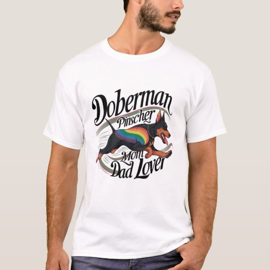 (犬)ドーベルマン・ピンシェルママパパ恋人 Tシャツ (正面)