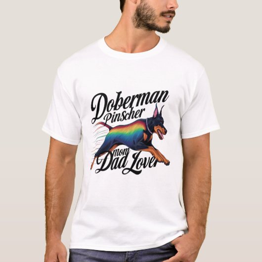 (犬)ドーベルマン・ピンシェルママパパ恋人 Tシャツ (正面)