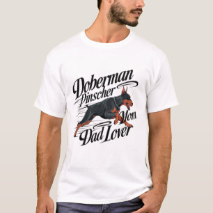 (犬)ドーベルマン・ピンシェルママパパ恋人 Tシャツ