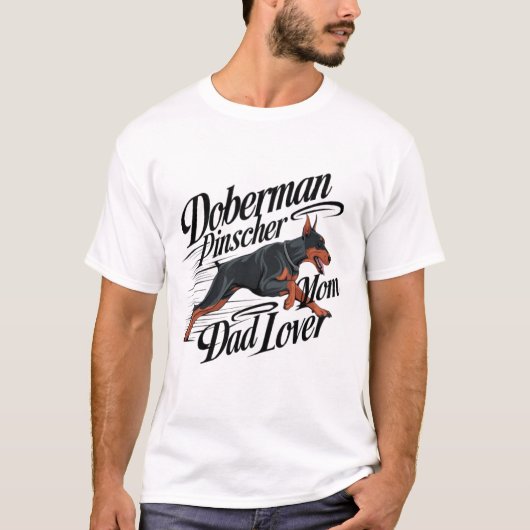 (犬)ドーベルマン・ピンシェルママパパ恋人 Tシャツ (正面)