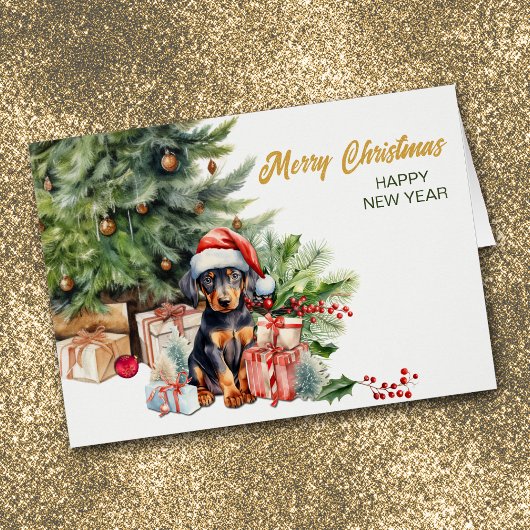 (犬)ドーベルマン・ピンシェル子犬のクリスマス