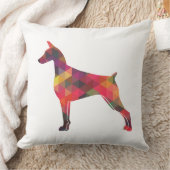 （犬）ドーベルマン・ピンシェル幾何学的パターンのシルエット クッション (ブランケット)