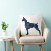 （犬）ドーベルマン・ピンシェル幾何学的ブラックシルエット クッション (椅子)