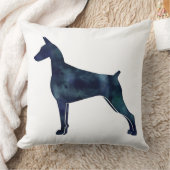 （犬）ドーベルマン・ピンシェル幾何学的ブラックシルエット クッション (ブランケット)