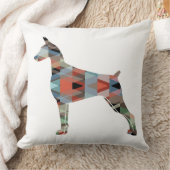 （犬）ドーベルマン・ピンシェル幾何学的ブラックシルエット クッション (ブランケット)