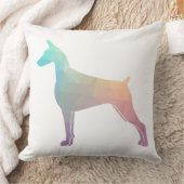 (犬)ドーベルマン・ピンシェル幾何学的ブラックシルエット クッション (ブランケット)