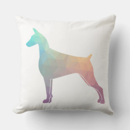 （犬）ドーベルマン・ピンシェル幾何学的ブラックシルエット クッション