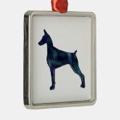 (犬)ドーベルマン・ピンシェル幾何学的ブラックシルエット メタルオーナメント (右)