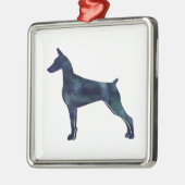 (犬)ドーベルマン・ピンシェル幾何学的ブラックシルエット メタルオーナメント (左)