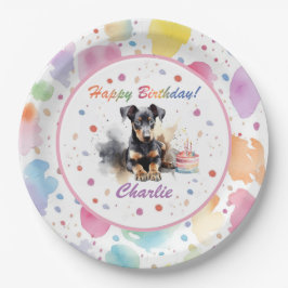 （犬）ドーベルマン・ピンシェル水彩紙プレート ペーパープレート