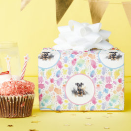 （犬）ドーベルマン・ピンシェル水彩誕生日ラップ紙 ラッピングペーパー