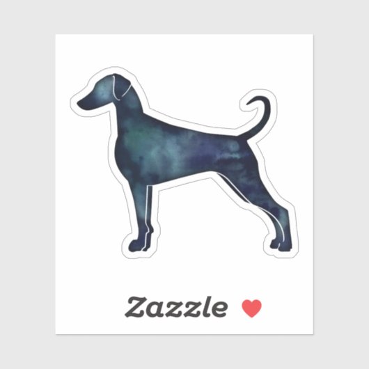 (犬)ドーベルマン・ピンシェル水色シルエットブロック シール (シート)