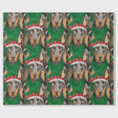 (犬)ドーベルマン・ピンシェル犬の恋人のパターン(の模様が)あるクリスマス ラッピングペーパー (フラット)