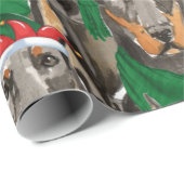 (犬)ドーベルマン・ピンシェル犬の恋人のパターン(の模様が)あるクリスマス ラッピングペーパー (ロールコーナー)