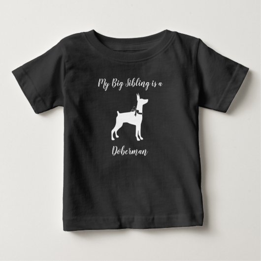 （犬）ドーベルマン・ピンシェル犬の赤ちゃんシャワー ベビーTシャツ (正面)