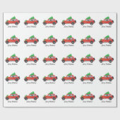 （犬）ドーベルマン・ピンシェル犬の車を運転 – ツリー上 ラッピングペーパー (フラット)