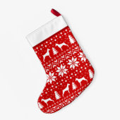 (犬)ドーベルマン・ピンシェル犬はかわいいパターンのシルエットを描きます スモールクリスマスストッキング (裏面 (吊り時))