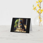 （犬）ドーベルマン・ピンシェル犬 カード (黄色い花)