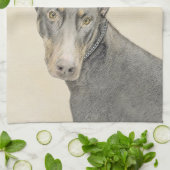 （犬）ドーベルマン・ピンシェル絵画ズ – オリジナルドッグアート キッチンタオル (折り畳み)