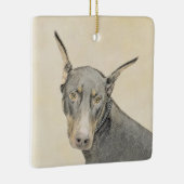 （犬）ドーベルマン・ピンシェル絵画ズ – オリジナルドッグアート セラミックオーナメント (右)