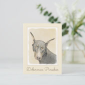 （犬）ドーベルマン・ピンシェル絵画ズ – オリジナルドッグアート ポストカード (スタンド正面)