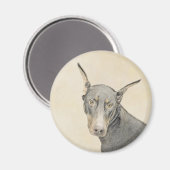 （犬）ドーベルマン・ピンシェル絵画ズ – オリジナルドッグアート マグネット (正面/裏面)