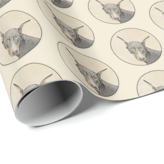(犬)ドーベルマン・ピンシェル絵画ズ – オリジナルドッグアート ラッピングペーパー (ロールコーナー)