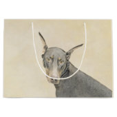 （犬）ドーベルマン・ピンシェル絵画ズ – オリジナルドッグアート ラージペーパーバッグ (正面)