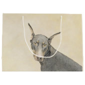 （犬）ドーベルマン・ピンシェル絵画ズ – オリジナルドッグアート ラージペーパーバッグ (裏面)