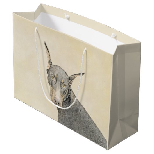 （犬）ドーベルマン・ピンシェル絵画ズ – オリジナルドッグアート ラージペーパーバッグ (裏面アングル)