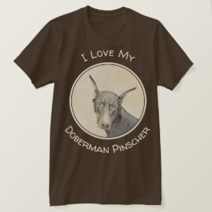 (犬)ドーベルマン・ピンシェル絵画ズ – オリジナルドッグアート Tシャツ