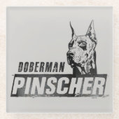 （犬）ドーベルマン・ピンシェル ガラスコースター (正面)
