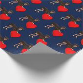 （犬）ドーベルマン・ピンシェル(ハートタイル模様) ラッピングペーパー (角)