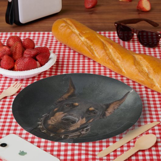 （犬）ドーベルマン・ピンシェル ペーパープレート (ピクニック)