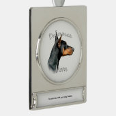 （犬）ドーベルマン・ピンシェル(blk)母2 シルバープレートバナーオーナメント (右)