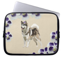 犬, ハスキー 犬 アート ネオプレン ラップトップ スリーブ 10"
