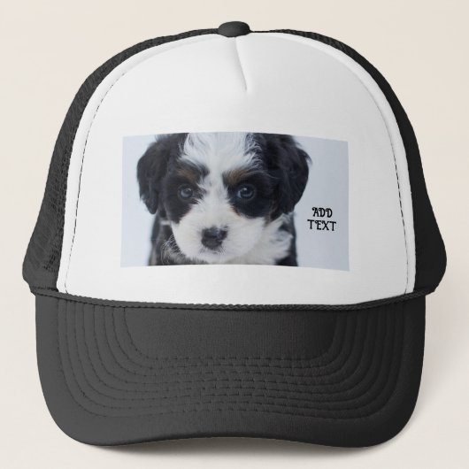犬+パピー+愛好家のためのブラック+ホワイトキャップ キャップ (正面)