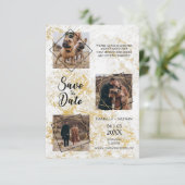 犬 ペット 3枚の写真 結婚式 偽のゴールドエフェクト (スタンド正面)