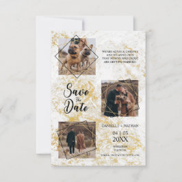 犬 ペット 3枚の写真 結婚式 偽のゴールドエフェクト